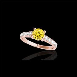 2.1 ctw Certified SI/I Fancy Intense Yellow Diamond Ring 10K Rose Gold