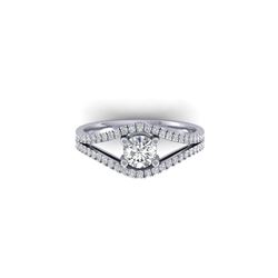 1.05 ctw Certified VS/SI Diamond Art Deco Ring 18K White Gold