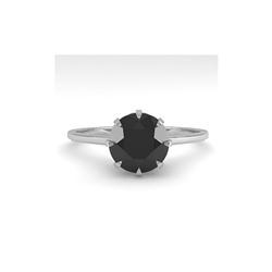 1.50 ctw Black Certified Diamond Engagement Ring 18K White Gold