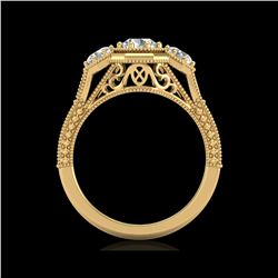 1.05 ctw VS/SI Diamond Solitaire Art Deco 3 Stone Ring 18K Yellow Gold