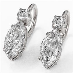 1.25 ctw Marquise Cut Diamond Designer Earrings 18K White Gold