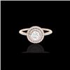 Image 1 : 1 ctw Micro Pave VS/SI Diamond Solitaire Ring Halo 14K Rose Gold