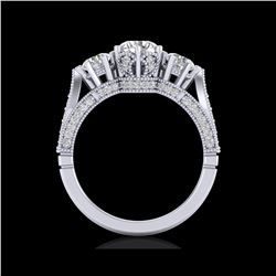 2.18 ctw VS/SI Diamond Art Deco 3 Stone Ring 18K White Gold