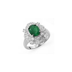 3.31 ctw Emerald & Diamond Ring 18K White Gold