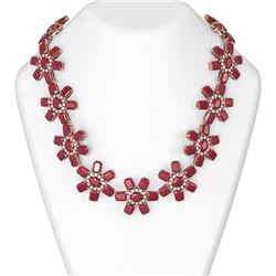 290.12 ctw Ruby & Diamond Necklace 18K Rose Gold