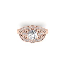 1.5 ctw Certified VS/SI Diamond Art Deco Micro Ring 18K Rose Gold