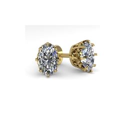 1.0 ctw VS/SI Oval Cut Diamond Stud Solitaire Earrings 18K Yellow Gold