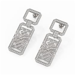 4 ctw Diamond Designer Earrings 18K White Gold