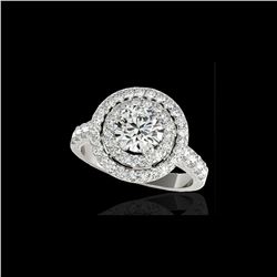 3 ctw Certified Diamond Solitaire Halo Ring 10K White Gold