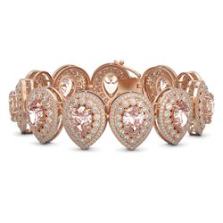 47.64 ctw Morganite & Diamond Victorian Bracelet 14K Rose Gold