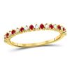 Image 1 : 10kt Yellow Gold Round Ruby Modern Alternating Stackable Band Ring 1/4 Cttw