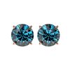 Image 1 : 2.50 ctw Certified Intense Blue Diamond Stud Earrings 10K Rose Gold