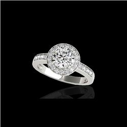 2 ctw Certified Diamond Solitaire Halo Ring 10K White Gold