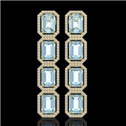 18.99 ctw Sky Topaz & Diamond Micro Pave Halo Earrings 10K Yellow Gold