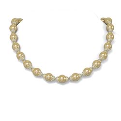 10 ctw Diamond and Pearl Necklace 18K Yellow Gold