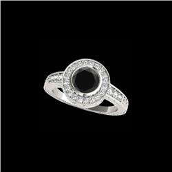 1.50 ctw Certified VS Black Diamond Solitaire Halo Ring 10K White Gold