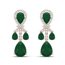 38.29 ctw Emerald & VS Diamond Earrings 18K Rose Gold