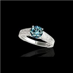 1 ctw SI Certified Fancy Blue Diamond Solitaire Ring 10K White Gold