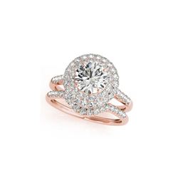 1.52 ctw Certified VS/SI Diamond 2pc Wedding Set Halo 14K Rose Gold