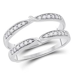 14kt White Gold Round Diamond Wrap Ring Guard Enhancer 1/4 Cttw