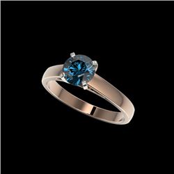 1.22 ctw Certified Intense Blue Diamond Engagement Ring 10K Rose Gold