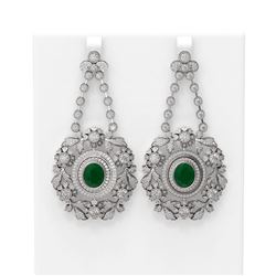 27.78 ctw Emerald & Diamond Earrings 18K White Gold