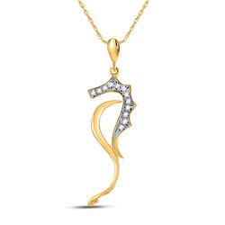10kt Yellow Gold Round Diamond Sea Horse Nautical Animal Pendant 1/20 Cttw