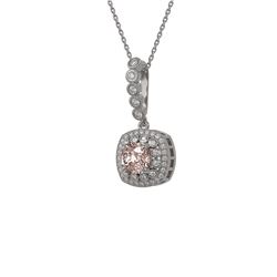 2.15 ctw Morganite & Diamond Victorian Necklace 14K White Gold