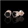 Image 2 : 3 ctw Fancy Black Diamond Art Deco Stud Earrings 18K Rose Gold