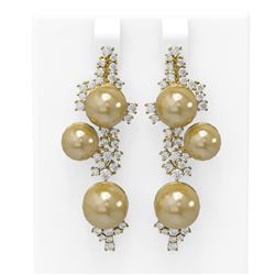 2.43 ctw Diamond and Pearl Earrings 18K Yellow Gold