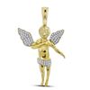 Image 1 : 10kt Yellow Gold Mens Round Diamond Angel Cherub Charm Pendant 1/2 Cttw