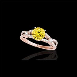 1.35 ctw Certified SI/I Fancy Intense Yellow Diamond Ring 10K Rose Gold