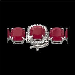 46 ctw Ruby & Micro Pave VS/SI Diamond Bracelet 14K White Gold