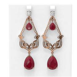 30.32 ctw Ruby & Diamond Earrings 18K Rose Gold