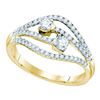Image 1 : 14kt Yellow Gold Round Diamond 2-stone Bridal Wedding Engagement Ring 1/2 Cttw