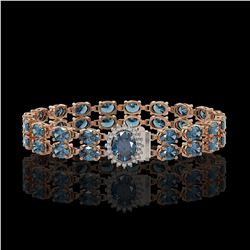 29.22 ctw London Topaz & Diamond Bracelet 14K Rose Gold
