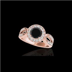 1.4 ctw Certified VS Black Diamond Solitaire Halo Ring 10K Rose Gold