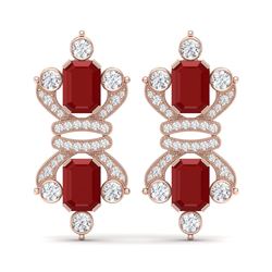 27.36 ctw Designer Ruby & VS Diamond Earrings 18K Rose Gold