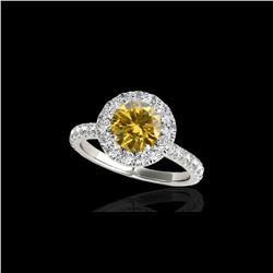 1.75 ctw Certified SI/I Fancy Intense Yellow Diamond Ring 10K White Gold