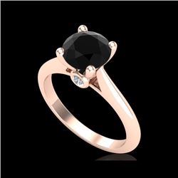 1.6 ctw Fancy Black Diamond Engagement Art Deco Ring 18K Rose Gold