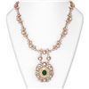 Image 1 : 24.87 ctw Emerald & Diamond Necklace 18K Rose Gold