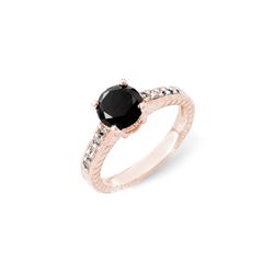 2.05 ctw VS Certified Black & White Diamond Solitaire Ring 14K Rose Gold