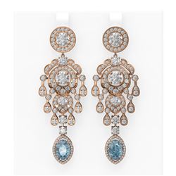 13.32 ctw Aquamarine & Diamond Earrings 18K Rose Gold