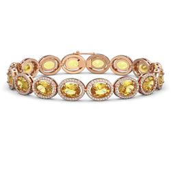 25.24 ctw Fancy Citrine & Diamond Micro Pave Halo Bracelet 10K Rose Gold