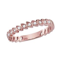 10kt Rose Gold Round Diamond Marquise Shaped Stackable Band Ring 1/10 Cttw