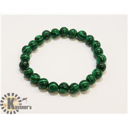 #4-MALACHITE BEAD BRACELET 7.5"/8MM