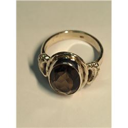 SILVER SMOKEY QUARTZ  RING