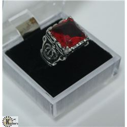 RED STONE MENS RING SIZE 9