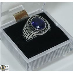 BLUE STONE MENS RING SIZE 8