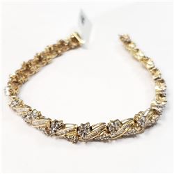 15) 10K YELLOW & WHITE GOLD DIAMOND BRACELET